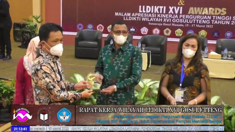 Rakerwil LLDIKTI XVI di Manado, Unisa Palu Raih Dua Penghargaan Bergengsi