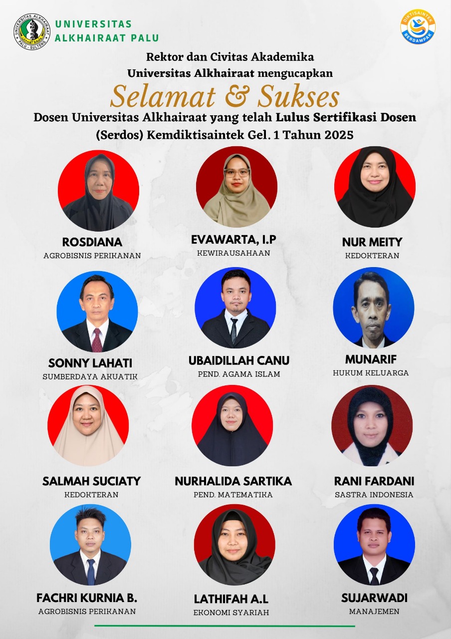 Dua Belas Dosen Universitas Alkhairaat Lulus Sertifikasi Dosen, Tiga Diantaranya dari Perikanan