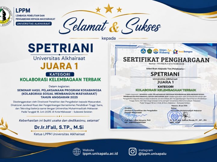 Dosen Universitas Alkhairaat Kembali Torehkan Prestasi Nasional