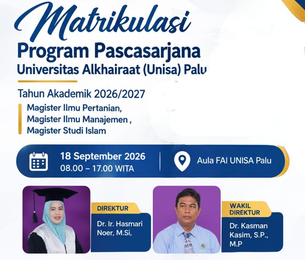 UNISA Palu Mulai Matrikulasi Mahasiswa Baru Program Magister