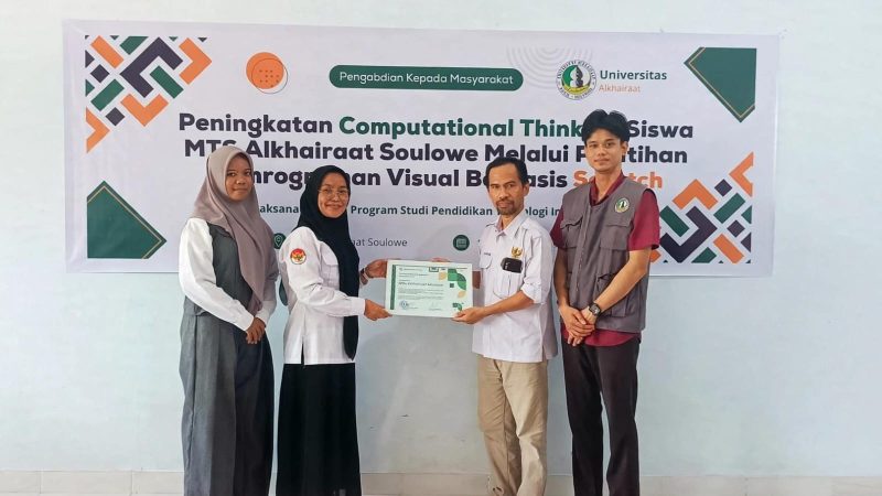 Tingkatkan Computational Thinking Siswa, Dosen FKIP UNISA Palu Latih Pemrograman Scratch di MTs Alkhairaat Soulowe
